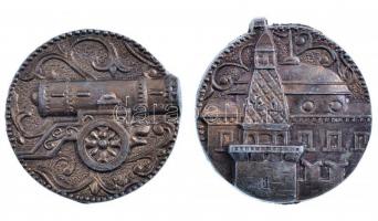 Oroszország DN Szenátus-torony + Cár-ágyú kétoldalas Br emlékérmek (40mm) T:2 Russia ND Senate tower + Tsar cannon two-sided Br medallions (40mm) C:XF