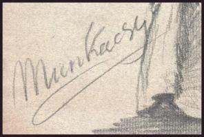 Munkácsy jelzéssel: Alakok. Ceruza, papír, 31,5x24 cm