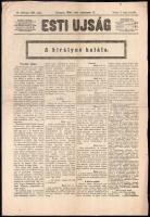 1898 Esti Ujság III. évf. 208. sz., 1898. szept. 13., a címlapon Erzsébet királyné (Sissi) halálának hírével, 4 p., kis sérülésekkel