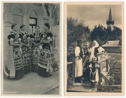 2 db RÉGI népviselet motívum képeslap: Kalotaszeg (Erdély), Mezőkövesd / 2 pre-1945 folklore motive postcards: Tara Calatei (Transylvania), Mezőkövesd