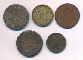 Vegyes: Ausztria 1800C 1kr Cu "I. Ferenc" + 1812E 1kr Cu "I. Ferenc" + Csehorszá...