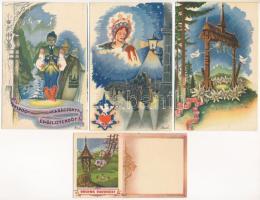 4 db RÉGI Bozó irredenta üdvözlő képeslap / 4 pre-1945 Bozó Hungarian irredenta greeting postcards