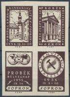 1938 Propaganda bélyegkiállítás, Sopron vágott levélzáró négyestömb