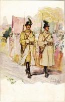 1941 Gyalogjárőr. M. kir. Csendőrség Emlékbizottsága kiadása / WWII Hungarian military art postcard, gendarme patrol s: Márton Ferenc (vágott / cut)