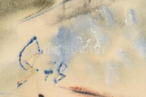 Orbán Sándor (1925-): Sétatéri hangulat (Kolozsvár). Akvarell, papír. Jelezve balra lent. Üvegezett ...