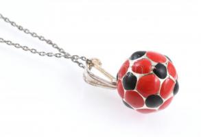 Ezüst(Ag) nyaklánc zománcozott focilabda függővel, jelzett, h: 50 cm, nettó: 3,95 g