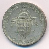 1938. 5P Ag "Szent István" T:2 patina Adamo P8.1