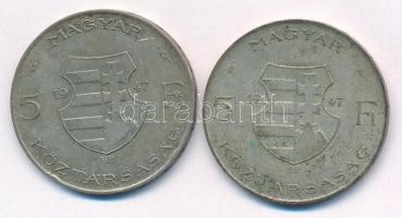 1947. 5Ft Ag "Kossuth" (2x) T:3 Adamo F8.1