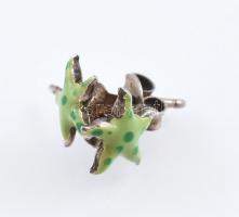 Ezüst(Ag) csillagos fülbevalópár, zománcozott díszítéssel, jelzett, d: 1 cm, bruttó: 0,5 g