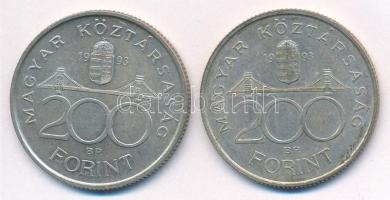 1993. 200Ft Ag "MNB" (2x) T:1-,2 Adamo F13