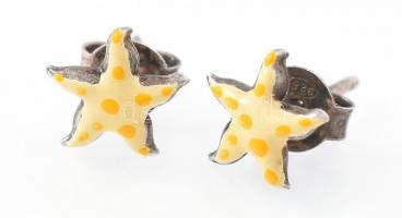 Ezüst(Ag) csillagos fülbevalópár, jelzett, d: 1 cm, bruttó: 0,5 g