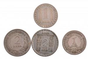 Bulgária 1966-1969. 1L-2L Cu-Ni (4xklf forgalmi emlékérme) T:2,2- Bulgaria 1966-1969. 1 Lev - 2 Leva Cu-Ni (4xdiff circulating commemorative coins) C:XF,VF