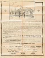 1914 Az Alföldi Magyar Közművelődési Egyesület ceglédi nevelőintézetének nagyméretű hirdetménye, hajtott, szakadásokkal