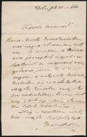 1866 Desewffy .., autográf levél, borítékkal, ismeretlen hölgynek
