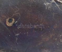 Art deco ezüst likőrös készlet, üveg betéttel, 10 pohárral. Jelzett. Nettó 360 g. / Art deco silver ...