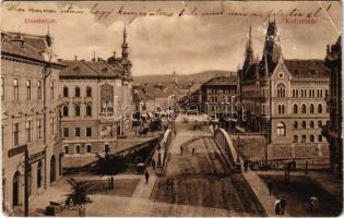 1906 Kolozsvár, Cluj; Erzsébet út, Takarék és hitelszövetkezet / street, credit and savings bank (fa)