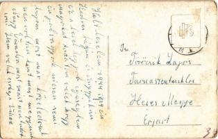 1944 Margitta, Marghita; Országzászló, park / Hungarian flag, park. photo (kis szakadás / small tear...