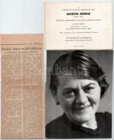 cca 1950-70 Modok Mária (1896-1971) festőművésszel kapcsolatos tétel: 1972-ben rendezett emlékiállítás katalógus, meghívó és újságcikk; fotó, körbevágva, 19,5x14,5 cm