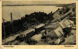 1937 Balatonvilágos, Vasútállomás a DSA (Duna-Száva-Adria Vasút) sínbuszával (sínautóbusz), motorkocsi (EB)