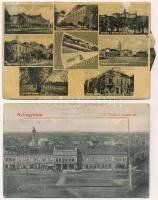 2 db RÉGI képeslap: Mezőtúr mechanikus forgatható lap, Nyíregyháza leporellolap / 2 pre-1945 postcards: mechanical postcard, leporellocard
