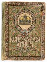 Koronázási album. Ábrányi Emil, Ambrus Zoltán, Gróf Andrássy Gyula, Gróf Apponyi Albert, Beöthy Zsolt, Berzeviczy Albert, Heltai Jenő, Herczeg Ferenc, Kabos Ede, Gróf Khun-Héderváry Károly, Kiss József, Krúdy Gyula, Molnár Ferenc, Móricz Zsigmond, Rákosi Viktor, Szomaházy István, Báró Wlassics Gyula eredeti közleményeivel. Bató József, Bér Dezső, Csont Ferenc, Dudits Andor, Endrey Sándor, Gedő Lipót, Herman Lipót, Honti Nándor, Komáromi-Kacz Emőke, Pólya Tibor, Pór Bertalan, Rippl-Rónai József, Rudnay Gyula, Végh Gusztáv, Vészi Margit, Zádor István eredeti rajzaival és festményeivel. A borító Végh Gusztáv (1889-1973) grafikus munkája. Bp., 1917, Érdekes Újság. Gazdag szövegközti és egész oldalas képanyaggal. Kiadói illusztrált félvászon kötésben, kopott, foltos borítóval, benne foltos lapokkal és kis lapszéli szakadásokkal is.