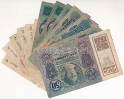 1913. 20K (3x, egyik II. kiadás) + 1914. 50K + 1915. 10K (3x) + 1916. 1K (6x) T:III,III-