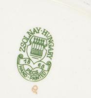 Zsolnay virágmintás tálka, kézzel festett, jelzett mázrepedésekkel, h: 11 cm