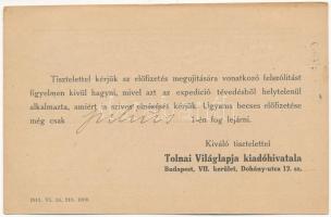 1916 Tolnai Világlapja kiadóhivatal reklámja. Budapest VII. Dohány utca 12. / Hungarian publishing h...