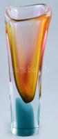 Üveg váza, irizáló, csiszolt 24 cm