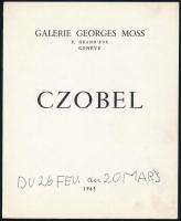 Czóbel Béla festőművész autográf datálása egyéni kiállítási katalógusának címlapján (Galerie Georges Moss, Genf, 1965, több fekete-fehér reprodukcióval), katalógus borítója sérült, foltos,