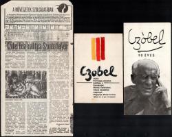 cca 1960-90 Czóbel Béla kiállítási katalógusok, meghívók, újságcikk, össz. 6 db, részben foltos