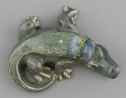 Endrő Margit krokodil. Mázas kerámia kézzel festett jelzett minimális kopással 17 cm