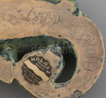 Endrő Margit krokodil. Mázas kerámia kézzel festett jelzett minimális kopással 17 cm