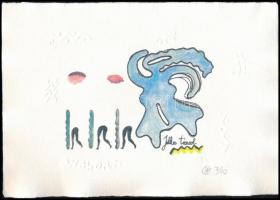 Wahorn András (1953-): Jutka táncol. Computer print, dombornyomás, merített papír, jelzett, számozott (7/10), 21,5×29,5 cm