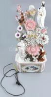 Kínai porcelán asztali dísz, világít, zenél, működik, jelzés nélkül, sérült, m:52cm