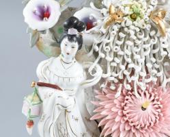 Kínai porcelán asztali dísz, világít, zenél, működik, jelzés nélkül, sérült, m:52cm