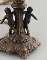 Asztali lámpa, üvegmozaikos búrával, kopott, működik, E14es égővel, m:25cm