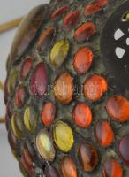 Asztali lámpa, üvegmozaikos búrával, kopott, működik, E14es égővel, m:25cm