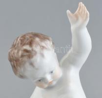 Herendi porcelán puttó, kézzel festett, jelzett, hibátlan, m: 18 cm, Tervező: Nemes György