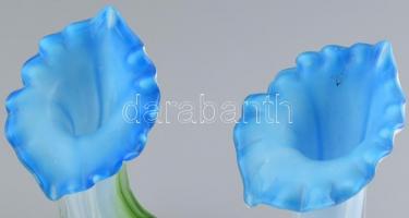 Üveg váza pár, gyári hibákkal, kopott, m:20cm (2db)