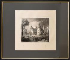 Chateau de Savigny. Litográfia, papír, jelzett, a litográfián. Kissé foltos. Üvegezett fakeretben, 20×26 cm