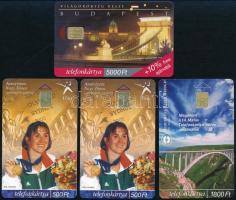 2001-2002 MATÁV 4 db klf telefonkártya, benne a 2000 példányos hidak is, jó állapotban