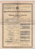 1933. Magyar-Franczia Biztosító Részvény-Társaság Budapesten általános gépkocsi biztosítási kötvény autótaxira T:III