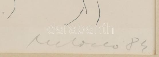 Melocco Miklós (1935-): Próbababák. Szitanyomat, papír, jelzett, üvegezett fakeretben, 27,5×39 cm