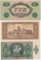 1930. 100P + 1936. 10P + 1944. 10P (2x) + 1946. 10.000P fejjel lefelé ragasztott bélyeggel + 1946. 1...