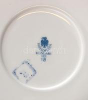 Hollóházi lila virágmintás teás készlet, matricás, jelzett, kis kopásnyomokkal, 6 személyes