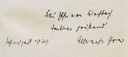 1939 Albrecht Goes: Begegnungen című könyve az író saját kezű aláírásával eredeti német nyelven Berl...