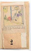 Képregény-kivágásokból összeállított könyvecske, holland nyelvű, kézzel színezett képekkel, régi naplóban, 96 számozott oldalon