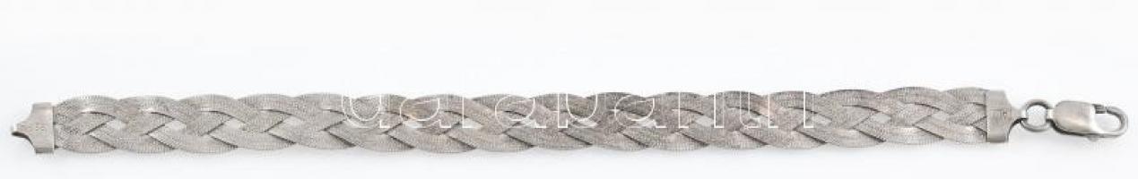 Ezüst(Ag) fonott karkötő, jelzett, h: 20 cm, nettó: 12,6 g