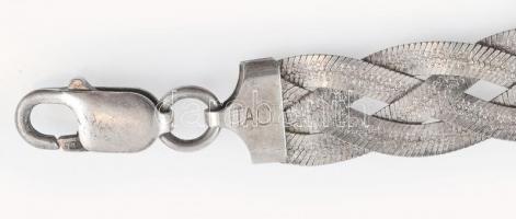 Ezüst(Ag) fonott karkötő, jelzett, h: 20 cm, nettó: 12,6 g